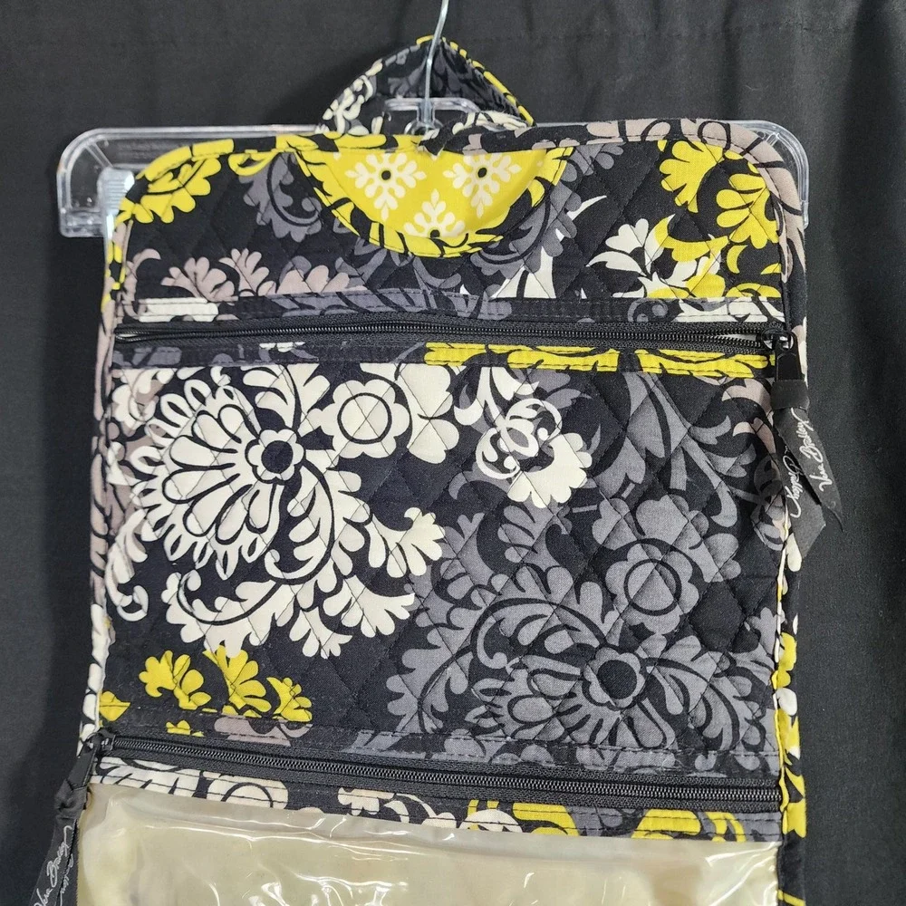 Vera Bradley Hanging Travel Organizer Bag Cosmetic Makeup Black Floral‎ Yellow